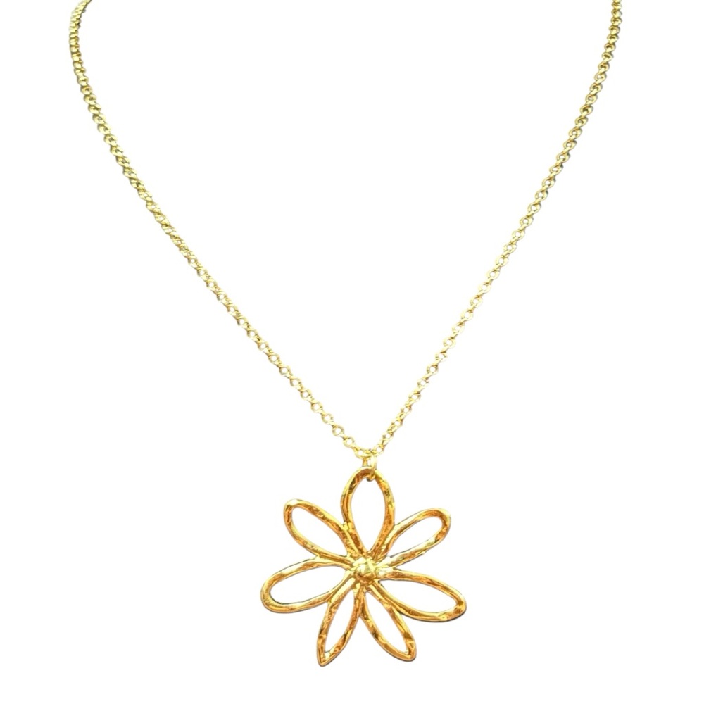 Mayamar 24k Gold Plated Handcrafted Flower Pendant Necklace 16" - 18" - Picture 2 of 7